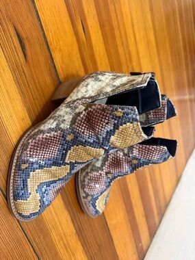 Women’s Snake-Print Ankle Booties in Multicolor